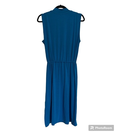 Eileen Fisher Mock Neck Tie Waist Sleeveless Dress Marine Blue $178 - L NWT - Picture 3 of 11